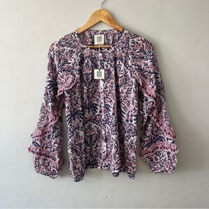 Bell by Alicia Bell Purple Bohemian Long Sleeve Blouse Size M NWT